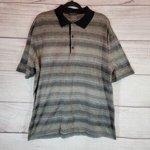 𝅺ST.CROIX Geometric Print Polo Shirt Grey and Black Size X-Large Men's